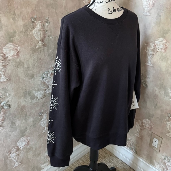 WILDFOX SNOWFLAKE CODY RHINESTONE SWEATSHIRT LARGE BLACK SILVER - Picture 6 of 8